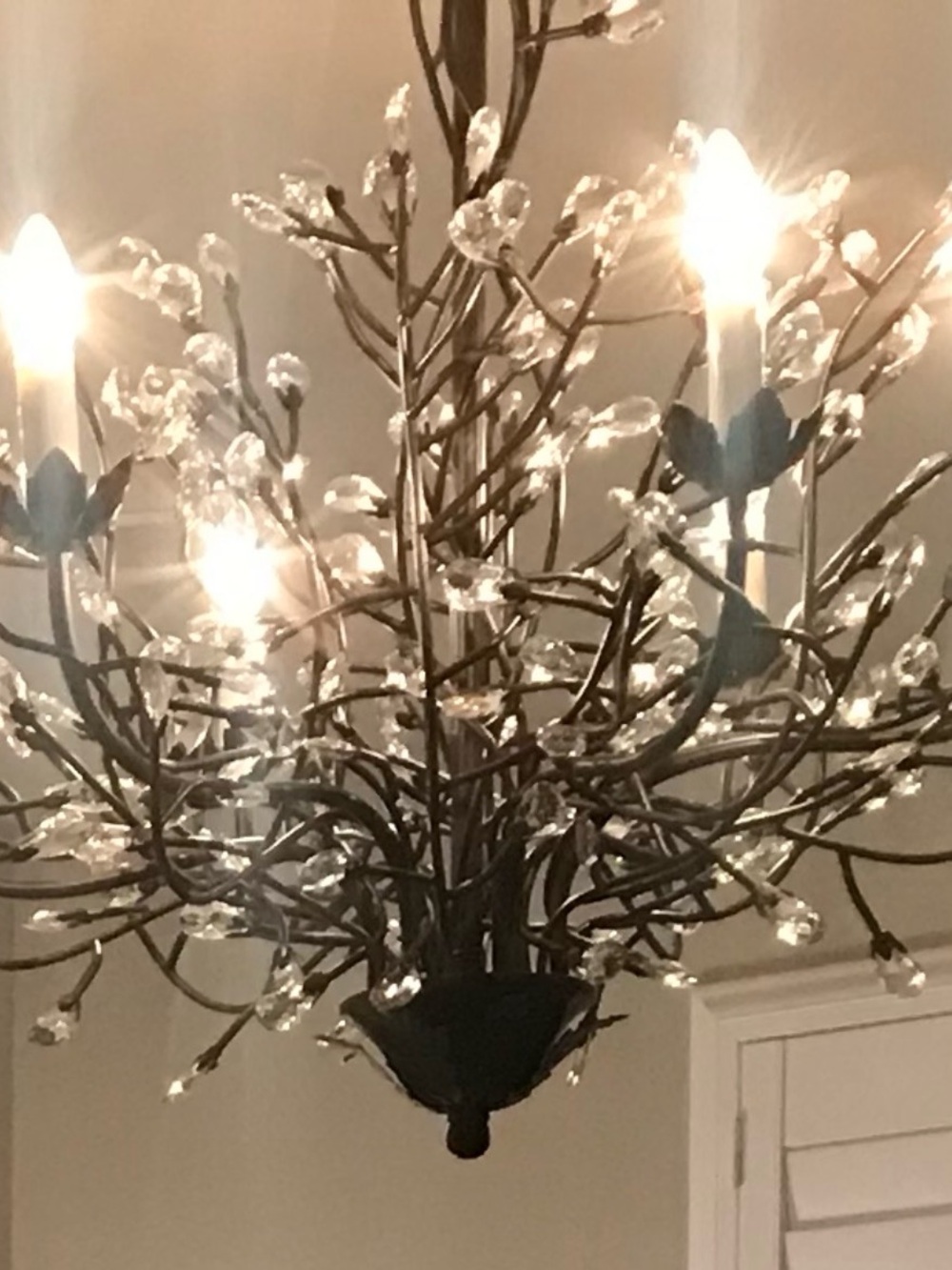 POTTERY BARN Crystal Branch Chandelier - Brown and Clear -